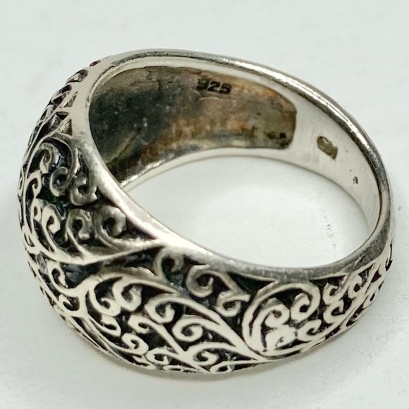 100% Sterling 925 Silver Stamped Scroll Engraved Swirl Boho Gypsy Hippie Ring 5 - Picture 10 of 10